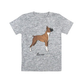 Детская футболка хлопок с принтом Немецкий Боксер , 100% хлопок | круглый вырез горловины, полуприлегающий силуэт, длина до линии бедер | boxer | dog | боксёр | собака | собака боксер | собаки