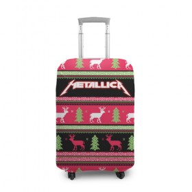 Чехол для чемодана 3D с принтом Новогодняя Metallica , 86% полиэфир, 14% спандекс | двустороннее нанесение принта, прорези для ручек и колес | 