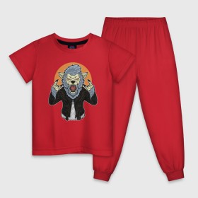 Детская пижама хлопок с принтом Оборотень , 100% хлопок |  брюки и футболка прямого кроя, без карманов, на брюках мягкая резинка на поясе и по низу штанин
 | 
