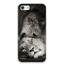 Чехол для iPhone 5/5S матовый с принтом Лев и львица , Силикон | Область печати: задняя сторона чехла, без боковых панелей | животные | кот | кошка | лев | львица | оскал | природа | рык | рычит | хищник