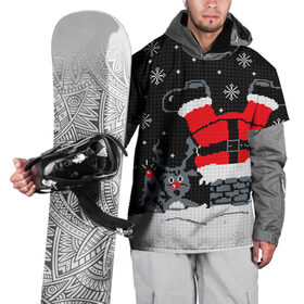 Накидка на куртку 3D с принтом Санта Клаус в трубе , 100% полиэстер |  | 2019 | вверх ногами | год | дед мороз | животные | зима | из трубы | кирпичи | клаус | красный | крыша | мыши | новый год | нос | ночь | падает | подарок | поздравление | праздник | ремень | рождество