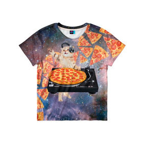 Детская футболка 3D с принтом Кот Диджей , 100% гипоаллергенный полиэфир | прямой крой, круглый вырез горловины, длина до линии бедер, чуть спущенное плечо, ткань немного тянется | Тематика изображения на принте: cat | cosmos | dj | fast | fastfood | food | meme | party | pizza | space | вечеринка | диджей | еда | космос | кошак | кошка | мем | пицца | фастфуд