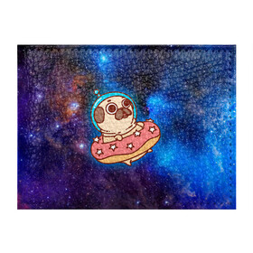 Обложка для студенческого билета с принтом Мопс Космонавт , натуральная кожа | Размер: 11*8 см; Печать на всей внешней стороне | Тематика изображения на принте: cosmos | pug | space | космос | мопсик