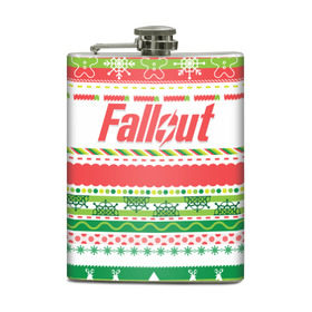 Фляга с принтом Fallout Новогодний , металлический корпус | емкость 0,22 л, размер 125 х 94 мм. Виниловая наклейка запечатывается полностью | 