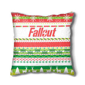 Подушка 3D с принтом Fallout Новогодний , наволочка – 100% полиэстер, наполнитель – холлофайбер (легкий наполнитель, не вызывает аллергию). | состоит из подушки и наволочки. Наволочка на молнии, легко снимается для стирки | 
