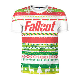 Мужская футболка 3D спортивная с принтом Fallout Новогодний , 100% полиэстер с улучшенными характеристиками | приталенный силуэт, круглая горловина, широкие плечи, сужается к линии бедра | 
