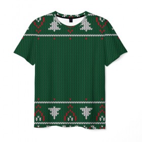 Мужская футболка 3D с принтом Ugly Sweater , 100% полиэфир | прямой крой, круглый вырез горловины, длина до линии бедер | 