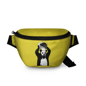 Поясная сумка 3D с принтом панда , 100% полиэстер | плотная ткань, ремень с регулируемой длиной, внутри несколько карманов для мелочей, основное отделение и карман с обратной стороны сумки застегиваются на молнию | арт | краска | медведь | панда