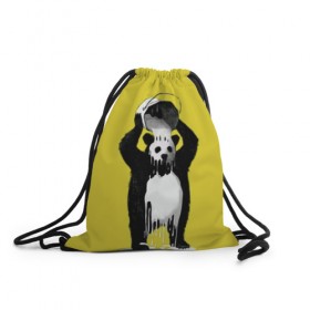 Рюкзак-мешок 3D с принтом панда , 100% полиэстер | плотность ткани — 200 г/м2, размер — 35 х 45 см; лямки — толстые шнурки, застежка на шнуровке, без карманов и подкладки | Тематика изображения на принте: арт | краска | медведь | панда