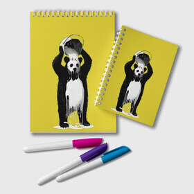 Блокнот с принтом панда , 100% бумага | 48 листов, плотность листов — 60 г/м2, плотность картонной обложки — 250 г/м2. Листы скреплены удобной пружинной спиралью. Цвет линий — светло-серый
 | Тематика изображения на принте: арт | краска | медведь | панда