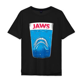 Мужская футболка хлопок Oversize с принтом Челюсти Пародия , 100% хлопок | свободный крой, круглый ворот, “спинка” длиннее передней части | jaws | акула | пародия | спилберг | челюсти