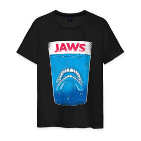 Мужская футболка хлопок с принтом Челюсти Пародия , 100% хлопок | прямой крой, круглый вырез горловины, длина до линии бедер, слегка спущенное плечо. | jaws | акула | пародия | спилберг | челюсти