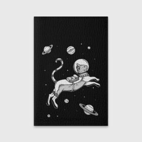 Обложка для паспорта матовая кожа с принтом кот в скафандре , натуральная матовая кожа | размер 19,3 х 13,7 см; прозрачные пластиковые крепления | space | астронавт | галактика | звезды | космонавт | космос | кот | планеты | скафандр