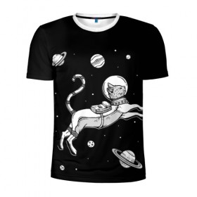 Мужская футболка 3D спортивная с принтом кот в скафандре , 100% полиэстер с улучшенными характеристиками | приталенный силуэт, круглая горловина, широкие плечи, сужается к линии бедра | space | астронавт | галактика | звезды | космонавт | космос | кот | планеты | скафандр