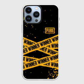 Чехол для iPhone 13 Pro Max с принтом PUBG | ПАБГ WINNER YELLOW ,  |  | action | battle royal | battle royale | game | play | playerunknowns battlegrounds | pubg | winner winner chiken dinner | батл роял | желтая лента | не пересекать | рояль | шутер