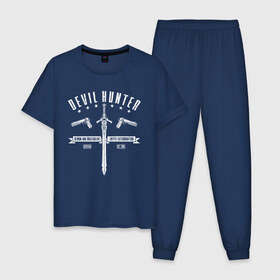 Мужская пижама хлопок с принтом Devil Hunter , 100% хлопок | брюки и футболка прямого кроя, без карманов, на брюках мягкая резинка на поясе и по низу штанин
 | 