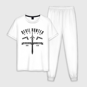 Мужская пижама хлопок с принтом Devil hunter , 100% хлопок | брюки и футболка прямого кроя, без карманов, на брюках мягкая резинка на поясе и по низу штанин
 | 