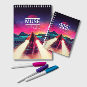 Блокнот с принтом Muse Simulation Theory , 100% бумага | 48 листов, плотность листов — 60 г/м2, плотность картонной обложки — 250 г/м2. Листы скреплены удобной пружинной спиралью. Цвет линий — светло-серый
 | matthew bellamy | muse | simulation theory | мьюз | мэт бэллами | мэтью беллами