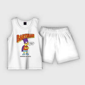 Детская пижама с шортами хлопок с принтом Барт Симпсон ,  |  | Тематика изображения на принте: bart simpson | simpsons | барт | барт симпсон | бартмен | симпcоны | супергерой