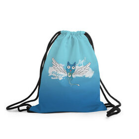 Рюкзак-мешок 3D с принтом Happy Aye! (Fairy Tail) , 100% полиэстер | плотность ткани — 200 г/м2, размер — 35 х 45 см; лямки — толстые шнурки, застежка на шнуровке, без карманов и подкладки | anime | blue | cat | fairy tail | happy | аниме | кот | кошка | синий | хвост феи | хэппи
