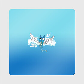 Магнит виниловый Квадрат с принтом Happy Aye! (Fairy Tail) , полимерный материал с магнитным слоем | размер 9*9 см, закругленные углы | anime | blue | cat | fairy tail | happy | аниме | кот | кошка | синий | хвост феи | хэппи