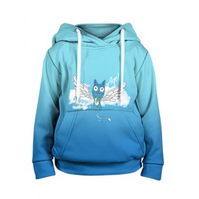 Детская толстовка 3D с принтом Happy Aye! (Fairy Tail) , 100% полиэстер | двухслойный капюшон со шнурком для регулировки, мягкие манжеты на рукавах и по низу толстовки, спереди карман-кенгуру с мягким внутренним слоем | Тематика изображения на принте: anime | blue | cat | fairy tail | happy | аниме | кот | кошка | синий | хвост феи | хэппи