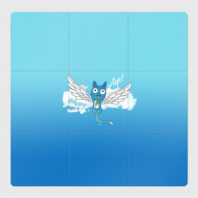 Магнитный плакат 3Х3 с принтом Happy Aye! (Fairy Tail) , Полимерный материал с магнитным слоем | 9 деталей размером 9*9 см | anime | blue | cat | fairy tail | happy | аниме | кот | кошка | синий | хвост феи | хэппи