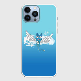 Чехол для iPhone 13 Pro Max с принтом Happy Aye (Fairy Tail) ,  |  | Тематика изображения на принте: anime | blue | cat | fairy tail | happy | аниме | кот | кошка | синий | хвост феи | хэппи