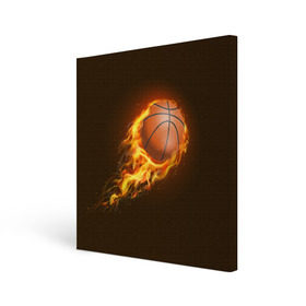 Холст квадратный с принтом Баскетбол , 100% ПВХ |  | баскетбол | мяч | огонь