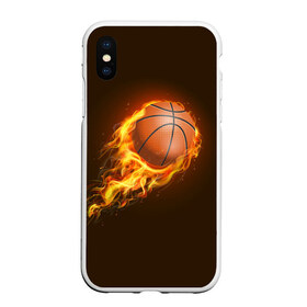 Чехол для iPhone XS Max матовый с принтом Баскетбол , Силикон | Область печати: задняя сторона чехла, без боковых панелей | Тематика изображения на принте: баскетбол | мяч | огонь