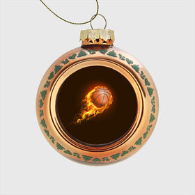 Стеклянный ёлочный шар с принтом Баскетбол , Стекло | Диаметр: 80 мм | Тематика изображения на принте: баскетбол | мяч | огонь