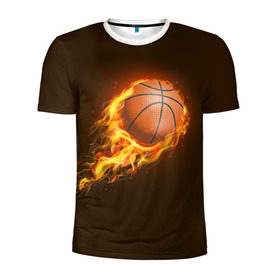 Мужская футболка 3D спортивная с принтом Баскетбол , 100% полиэстер с улучшенными характеристиками | приталенный силуэт, круглая горловина, широкие плечи, сужается к линии бедра | баскетбол | мяч | огонь