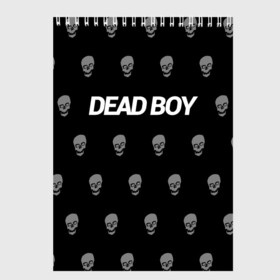 Скетчбук с принтом Bones Deadboy , 100% бумага
 | 48 листов, плотность листов — 100 г/м2, плотность картонной обложки — 250 г/м2. Листы скреплены сверху удобной пружинной спиралью | Тематика изображения на принте: bones | boy | dead | deadboy | elmo | hdmi | hip | hop | kennedy | metal | rap | rapper | scream | sesh | seshollowaterboyz | skull | team | кеннеди | кости | костя | метал | рэп | рэпер | сеш | скрим | сэш | хип | хоп | череп | элмо