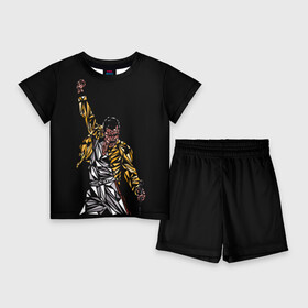 Детский костюм с шортами 3D с принтом Фредди Меркьюри ,  |  | bohemian rhapsody | queen | богемская рапсодия | рок | фредди меркьюри