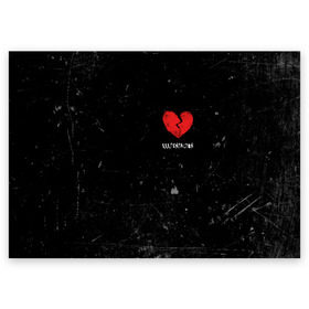 Поздравительная открытка с принтом XXXTentacion Red Broken Heart , 100% бумага | плотность бумаги 280 г/м2, матовая, на обратной стороне линовка и место для марки
 | broken | dead | heart | king | legend | music | rap | rapper | red | revenge | rip | xtentation | xxtennation | xxx | xxxtentacion | красное | мертв | музыка | память | разбитое | репер | рип | рэп | сердце | тентасьон | умер