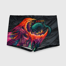 Детские купальные плавки 3D с принтом CS:GO - Hyper Beast Original , Полиэстер 85%, Спандекс 15% | Слитный крой, подклад по переду изделия, узкие бретели | asiimov | beast | counter | counter strike | counterstrike | cs go | cs:go | csgo | global | hyper | hyperbeast | offensive | skin | strike | азимов | гоу | контер | контр | контра | контрстрайк | скин | страйк | сы пщ