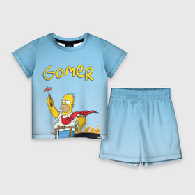 Детский костюм с шортами 3D с принтом Гомер ,  |  | gomer | simpsons | барбекю | гомер | симпсон
