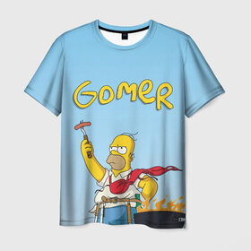 Мужская футболка 3D с принтом Гомер , 100% полиэфир | прямой крой, круглый вырез горловины, длина до линии бедер | Тематика изображения на принте: gomer | simpsons | барбекю | гомер | симпсон
