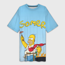 Платье-футболка 3D с принтом Гомер ,  |  | gomer | simpsons | барбекю | гомер | симпсон