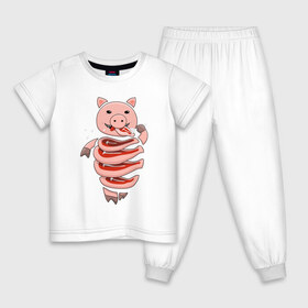 Детская пижама хлопок с принтом Tasty Pig , 100% хлопок |  брюки и футболка прямого кроя, без карманов, на брюках мягкая резинка на поясе и по низу штанин
 | 2019 | дед мороз | дом | елка | желание | животные | зима | кабан | милый | мороз | настроение | новый год | пеппа | подарок | позитив | поросенок | праздник | радость | рождество | салют | санта клаус
