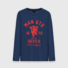 Мужской лонгслив хлопок с принтом Манчестер Юнайтед , 100% хлопок |  | manchester | manchester united | mufc | red devils | красные дьяволы | манчестер | манчестер юнайтед | фанатская | футбольная | футбольный клуб | юнайтед