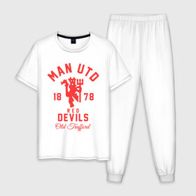 Мужская пижама хлопок с принтом Манчестер Юнайтед , 100% хлопок | брюки и футболка прямого кроя, без карманов, на брюках мягкая резинка на поясе и по низу штанин
 | manchester | manchester united | mufc | red devils | красные дьяволы | манчестер | манчестер юнайтед | фанатская | футбольная | футбольный клуб | юнайтед