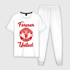Мужская пижама хлопок с принтом Манчестер Юнайтед , 100% хлопок | брюки и футболка прямого кроя, без карманов, на брюках мягкая резинка на поясе и по низу штанин
 | Тематика изображения на принте: manchester | manchester united | mufc | red devils | красные дьяволы | манчестер | манчестер юнайтед | фанатская | футбольная | футбольный клуб | юнайтед