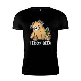 Мужская футболка премиум с принтом Teddy Beer , 92% хлопок, 8% лайкра | приталенный силуэт, круглый вырез ворота, длина до линии бедра, короткий рукав | Тематика изображения на принте: медведь | миша | мишка | тедди | юмор