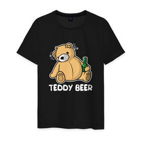 Мужская футболка хлопок с принтом Teddy Beer , 100% хлопок | прямой крой, круглый вырез горловины, длина до линии бедер, слегка спущенное плечо. | Тематика изображения на принте: медведь | миша | мишка | тедди | юмор
