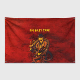 Флаг-баннер с принтом BIG BABY TAPE - Dragonborn , 100% полиэстер | размер 67 х 109 см, плотность ткани — 95 г/м2; по краям флага есть четыре люверса для крепления | baby | bbt | big | dragonborn | dragons | fire | gimme | lost | rap | raper | tape | the | trap | взял | дракон | драконы | огонь | русский | рэп | рэппер | твою