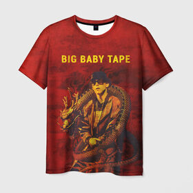 Мужская футболка 3D с принтом BIG BABY TAPE - Dragonborn , 100% полиэфир | прямой крой, круглый вырез горловины, длина до линии бедер | baby | bbt | big | dragonborn | dragons | fire | gimme | lost | rap | raper | tape | the | trap | взял | дракон | драконы | огонь | русский | рэп | рэппер | твою