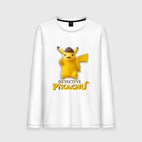 Мужской лонгслив хлопок с принтом Detetive Pikachu , 100% хлопок |  | detective | picachu | pokemon | детектив | пикачу | покемон