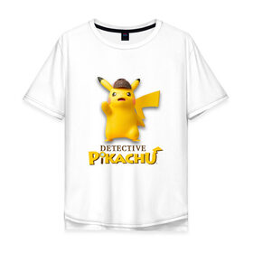Мужская футболка хлопок Oversize с принтом Detetive Pikachu , 100% хлопок | свободный крой, круглый ворот, “спинка” длиннее передней части | Тематика изображения на принте: detective | picachu | pokemon | детектив | пикачу | покемон