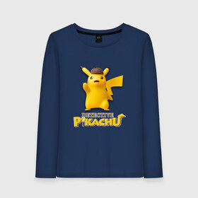 Женский лонгслив хлопок с принтом Detetive Pikachu , 100% хлопок |  | detective | picachu | pokemon | детектив | пикачу | покемон